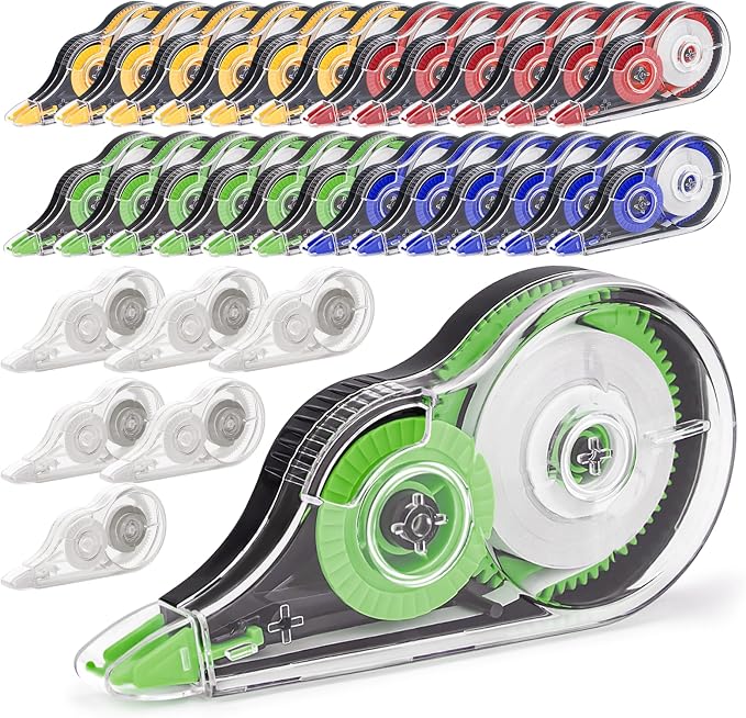 JEFURE 30 Pcs Colorful Correction Tape, 39.4 Ft White Wrong Out Tear-Resistant by JEFURE