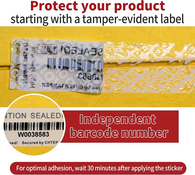 ChtepTamper 100 Pieces Total Transfer Tamper-Evident Stickers Security Labels - Image 8