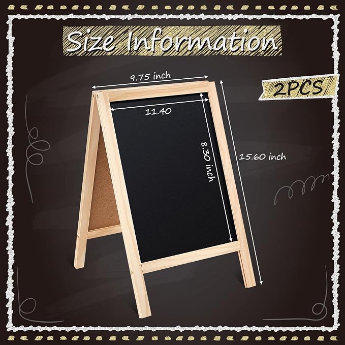 Henoyso 2 Pcs 16" x 10" Small Chalkboard Easel Tabletop Chalkboard Signs Menu - Image 2