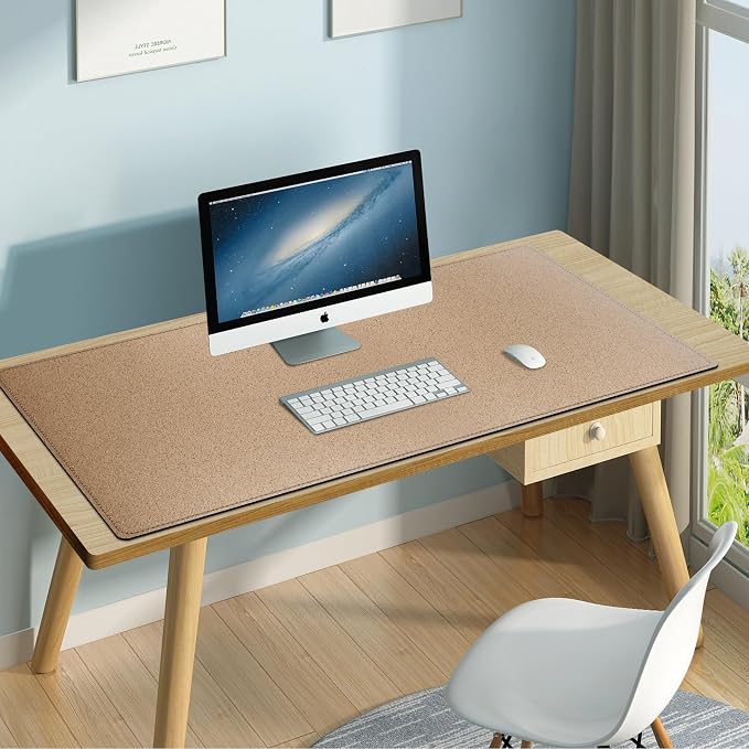 Mydours Cork & PU Leather Desk Mat, Dual-Sided Portable Desk Pad Blotter - Image 5