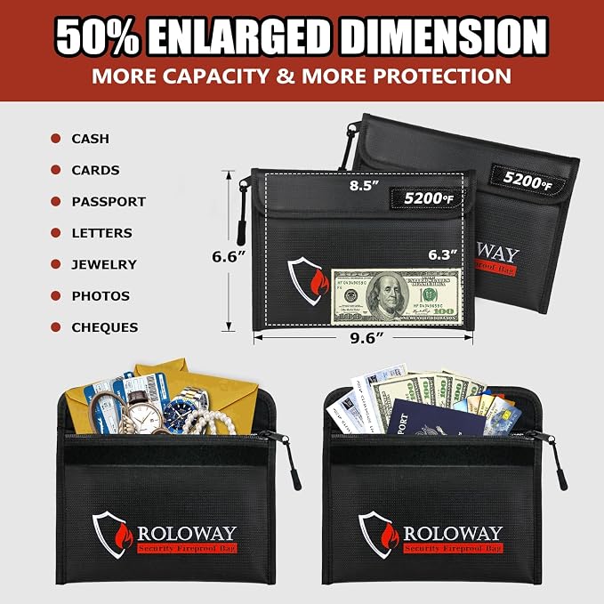 ROLOWAY Fireproof Bag 5200℉ Heat Insulated, Fireproof Money Bag - Image 4
