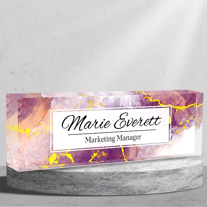 Personalized Name Plate for Desk Custom Acrylic Desk Name Plate Custom Employee by AZUFEMOS