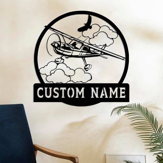 Personalized Metal Airplane Wall Art, Airplane Name Sign, Customized Pilot Name - Image 6