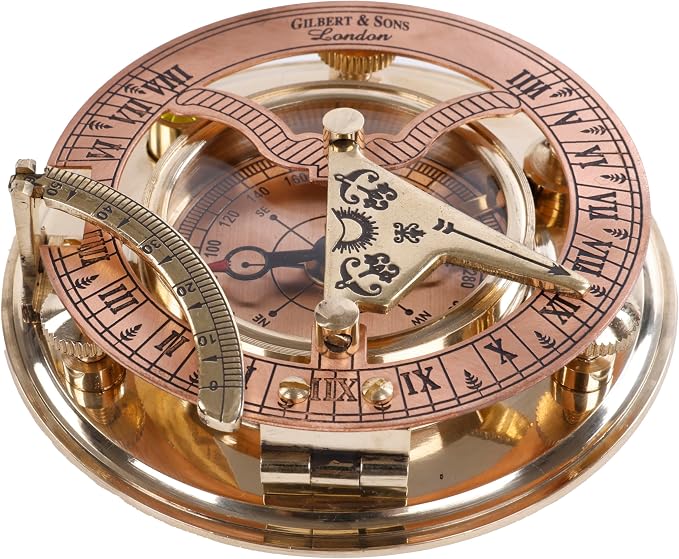 Brass Sundial Compass in Leather Case – Unique Nautical Gifts - Image 3