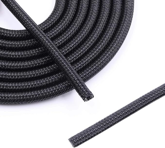Flauzmann 1/4" Braided Cable Sleeve - 10Ft Cat Cord Protector Split Wire Loom by Unknown