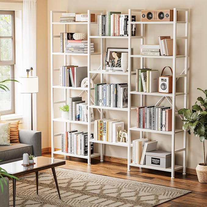 SUPERJARE Triple 5 Tier Bookshelf, Bookcase - Image 8