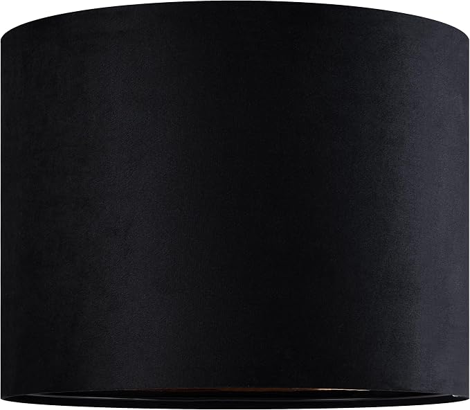 GO&SO Black Velvet Lamp Shades Set of 2 Medium Drum Lampshades -13" Top x 13" - Image 7