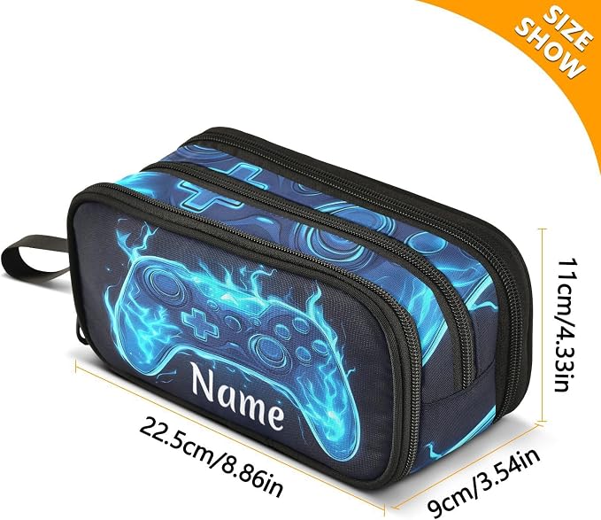 BOENLE Custom Joystick Gamepad Blue Flame Pencil Case Box Boys Girls - Image 4