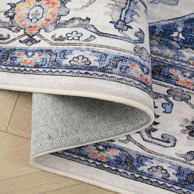 Rugcomf Vintage Medallion Kitchen Rugs Non Slip Washable 2'7"x8' - Image 5