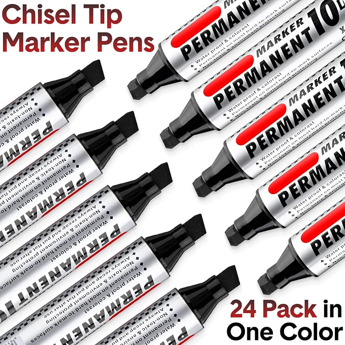 Thenshop 24 Pack Jumbo Permanent Markers Bulk: Large Chisel Tip Permanent - Image 4
