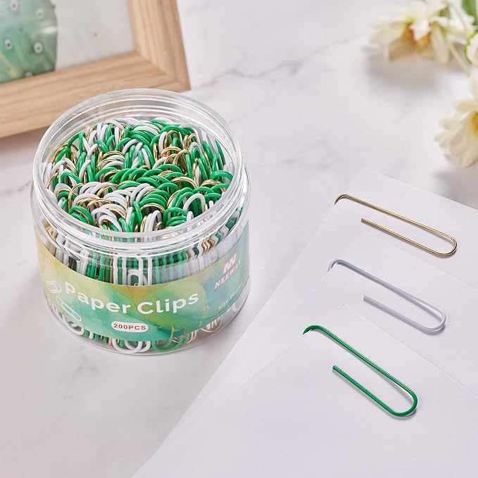 NEEWAY 200pcs Large Green Paper Clips, 2 Inch Jumbo Paper Clip, Ceative Colored - Image 5