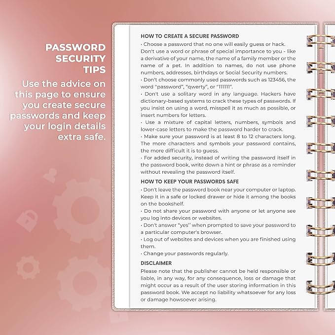Clever Fox Password Book Spiral – Mini Internet Address & Password Organizer - Image 5
