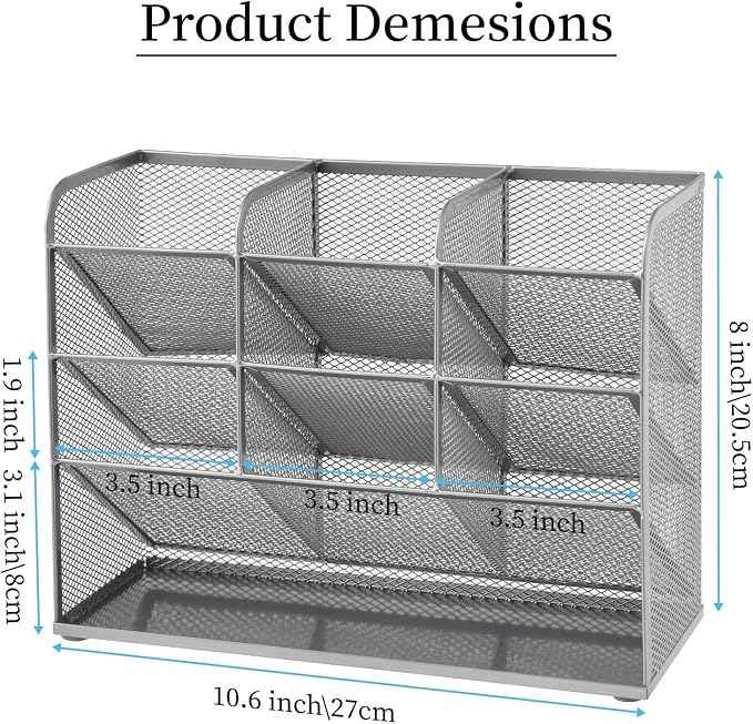 Marbrasse Mesh Desk Organizer, Desktop Stationary Organizer, Storage Rack
