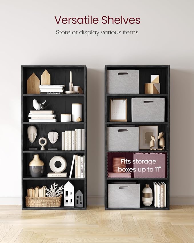 VASAGLE Set of 2 Bookshelves, 23.6 Inches Wide, 5-Tier Open Bookcases - Image 5
