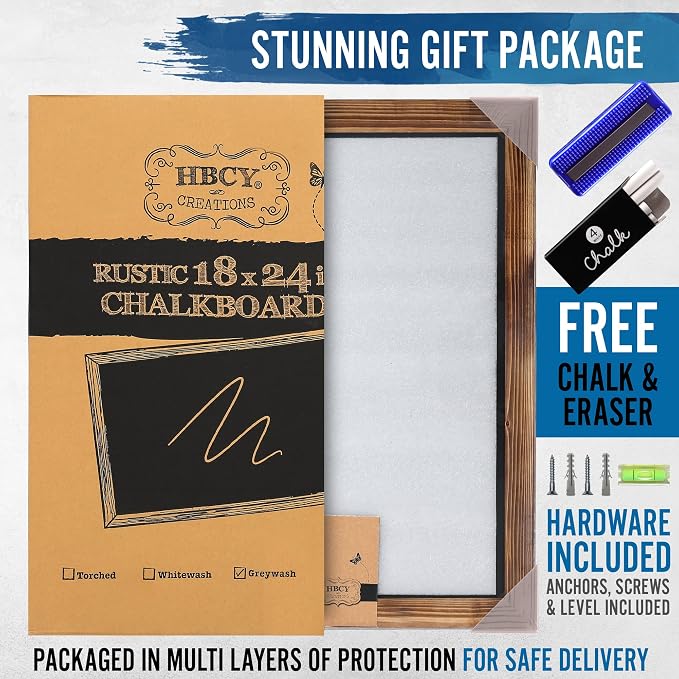 HBCY Creations 18" x 24" Torched Brown Solid Wood Frame Wall Chalkboard - Image 7