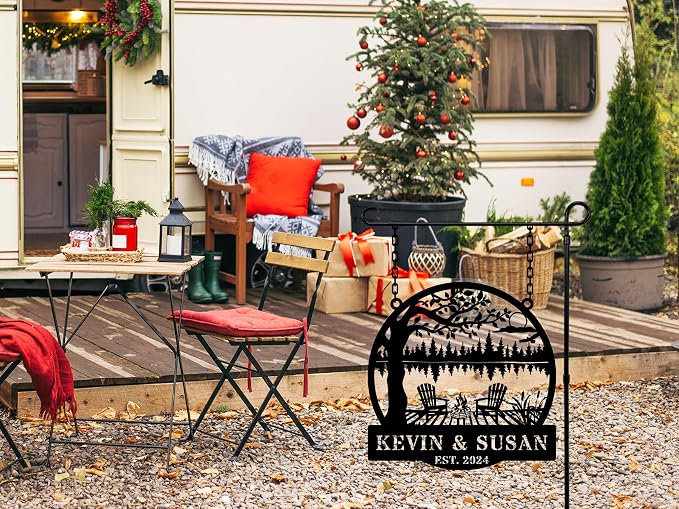 Personalized Mountain Campfire Sign, Custom Fire Pit & Campsite Decor, Metal - Image 5