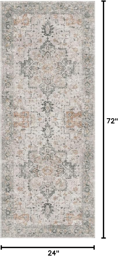 GENIMO Runner Rug 2x6 Non Slip Machine Washable Vintage Hallway Runner Rug - Image 2
