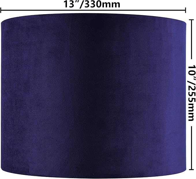 GO&SO Dark Blue Velvet Drum Lamp Shade Set of 2 Medium 13" Top x 13" Bottom x - Image 2
