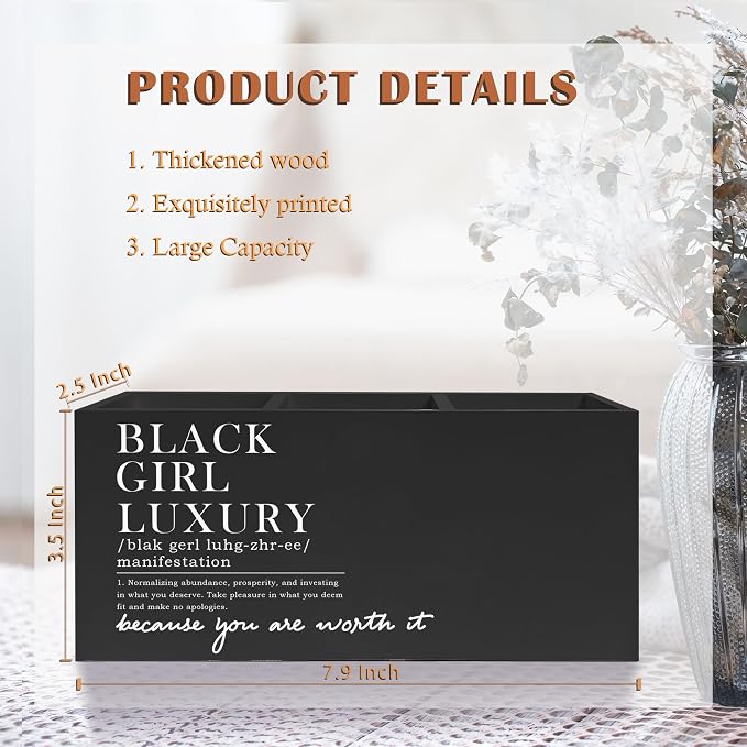 Exqcom Black Girl Luxury Inspirational Pen Pencil Holder, Desk Accessories Gifts - Image 6