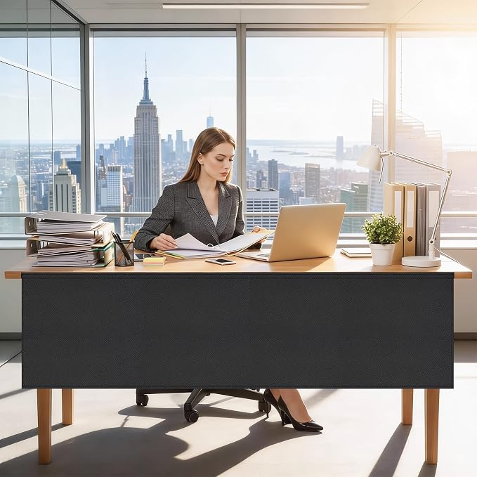 HolyMaji 60" Under Desk Privacy Panel Self-Adhesive Modesty Panel 600D Heavy - Image 6