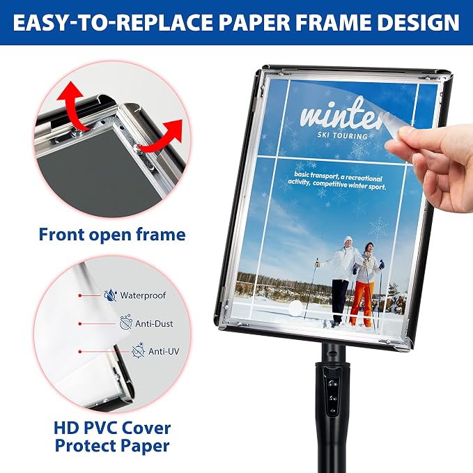 VAIIGO 6Packs 8.5x11 Inch Adjustable Pedestal Poster Sign Stand, Heavy Duty - Image 5