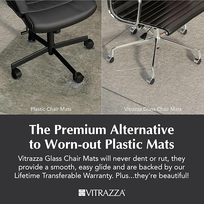 Vitrazza Glass Chair Mat 45” x 53” Superior ¼ Thick, Chiaro Standard Clear - Image 2