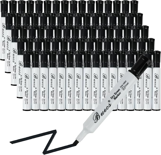 Buecs Black Dry Erase Markers, Chisel tip, Dry-Erase Boards, School Office by Buecs