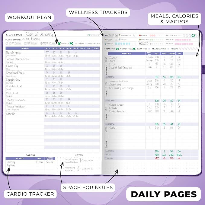 Clever Fox Fitness & Food Journal PRO – Daily Workout & Meal Planner - Image 3