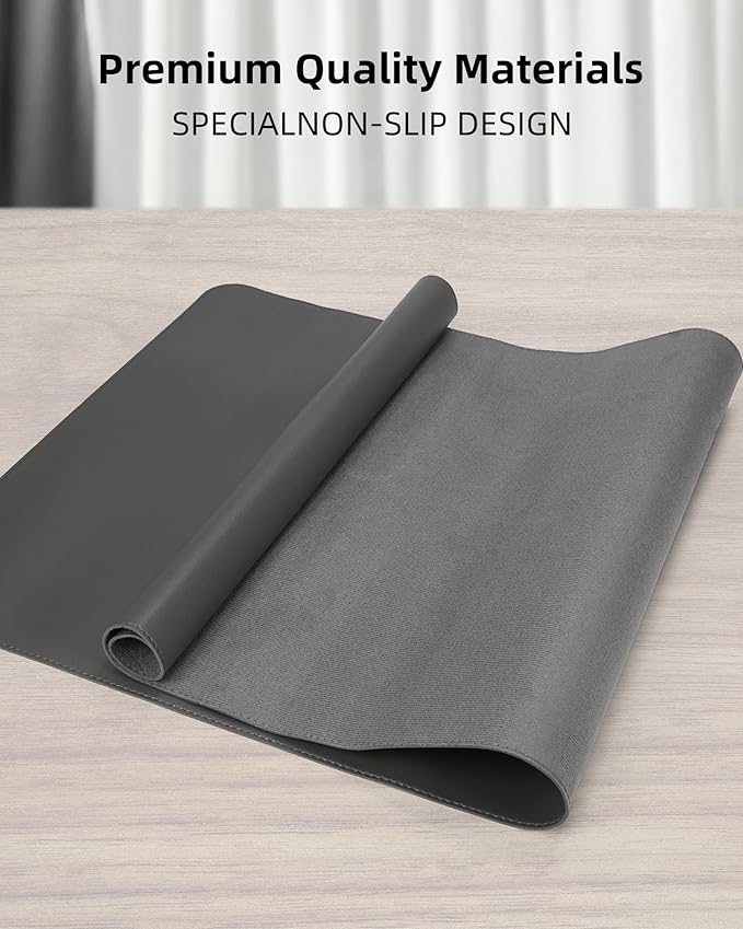 Leather Desk Pad Protector, Large Mouse Pad and Non-Slip Desk Cover, Waterproof - Image 2