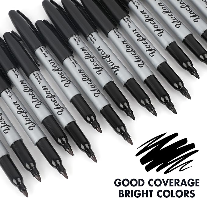 Yocfon Permanent Markers Bulk, Fine Tip, Waterproof Markers, Works On Plastic - Image 5