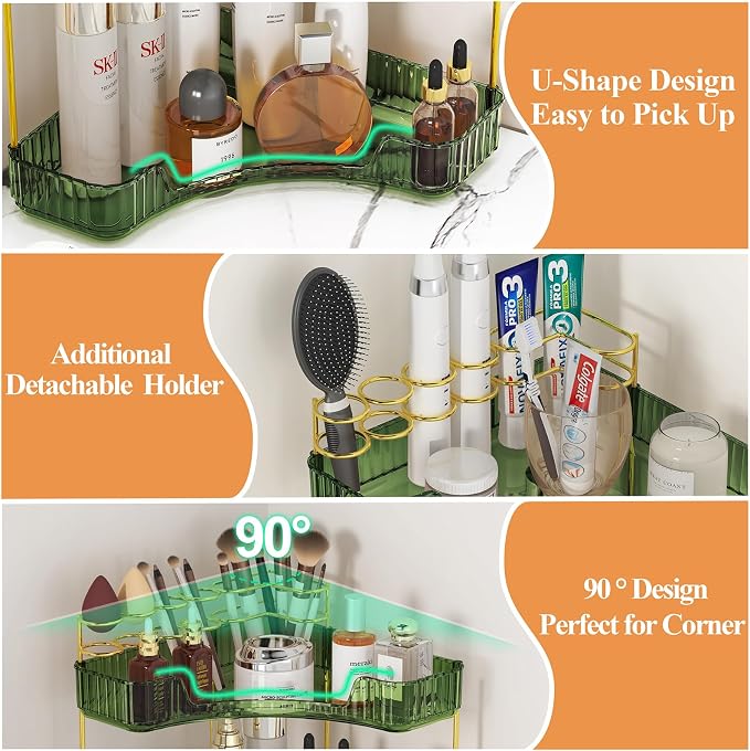 SUNZOS 3-Tier Corner Bathroom Counter Organizer, Bathroom Organizer Countertop - Image 6