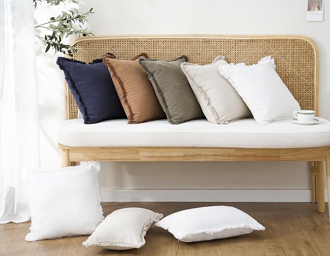Foindtower Set of 2 Decorative Linen Fringe Throw Pillow Covers Cozy Boho - Image 7