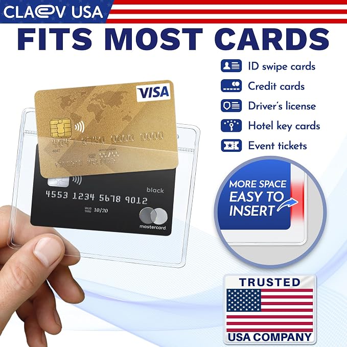 Claev - Horizontal Flexible and Tear Resistant Card Protector - Clear, 4x3 Inch - Image 3