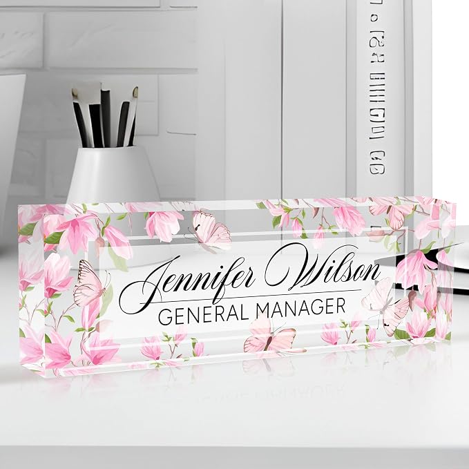 AZUFEMOS Personalized Acrylic Desk Name Plate - Image 4