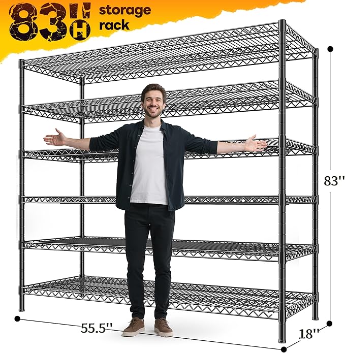 REIBII 83" H Storage Shelves 3840LBS Metal Shelving Unit 6 Tier Wire Shelving - Image 3