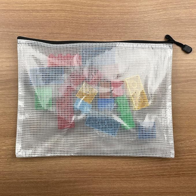 Oaimyy-18 PCS-Mesh Zipper Pouch, Plastic Zip File Folders Puzzle Bags Large - Image 8
