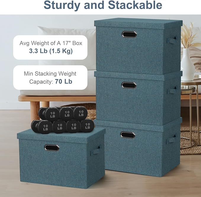 Graciadeco Large 17" 36 Quart Collapsible Stackable Storage Bins - Image 3