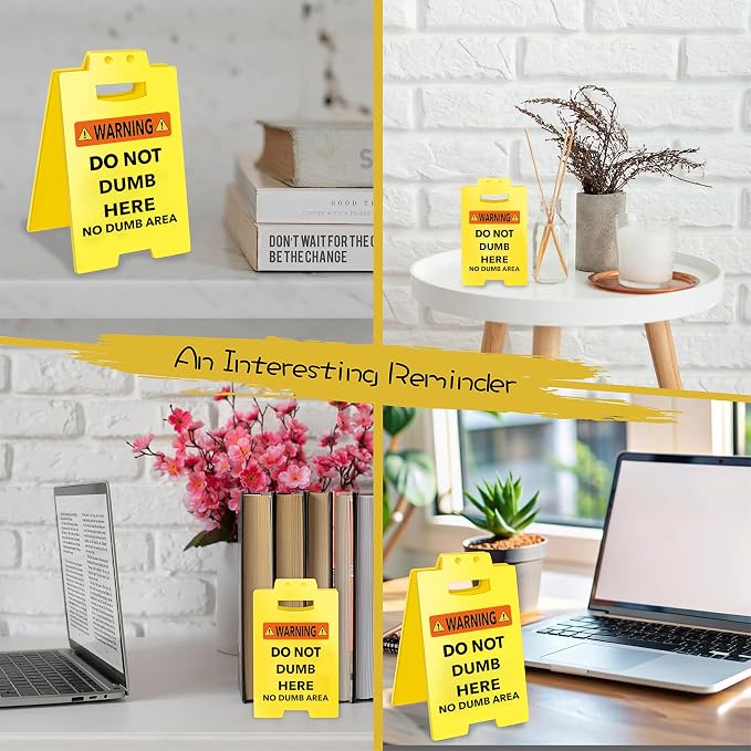 Smilelife Funny Office Cubicle Decor No Dumb Area Desk Sign Team Office Gag - Image 4