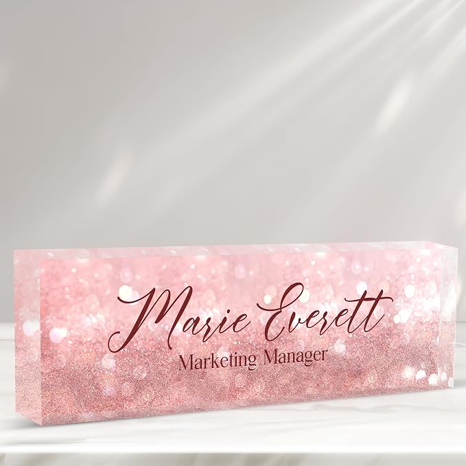 Personalized Name Plate for Desk Custom Acrylic Desk Name Plate Custom Employee by AZUFEMOS