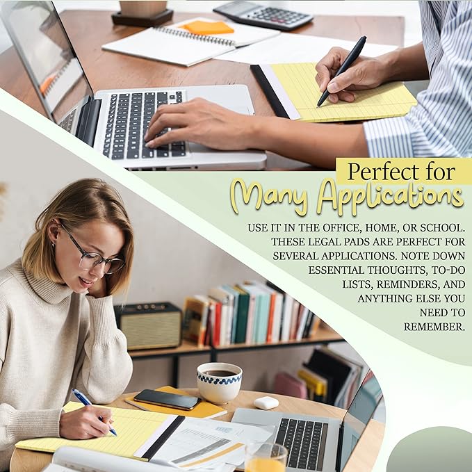Emraw Jr. Legal pad, legal/wide Ruled Writing Pad. Perforated Edge. 5" X 8" - Image 4