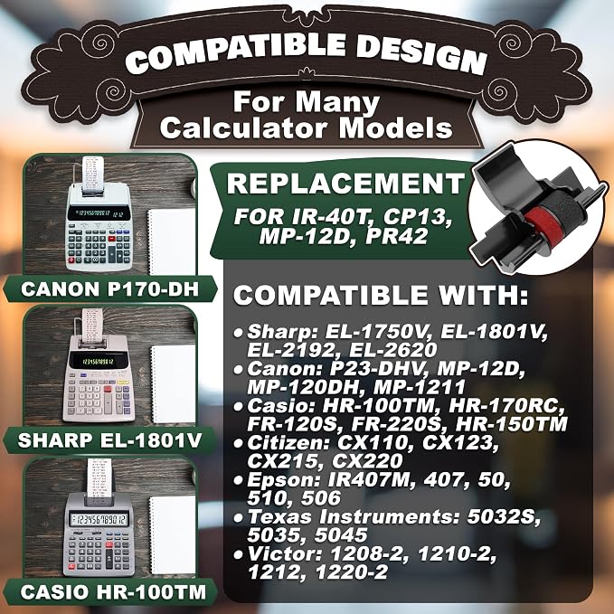 3 Pack IR40T Calculator Ink Roller, HR-100TM / Canon P23-DHV, P170-DH3 / Sharp - Image 6