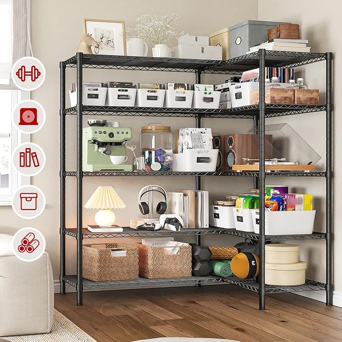 REIBII 5 Tier Wire Shelving Storage Shelves Loads 1430LBS - Image 6