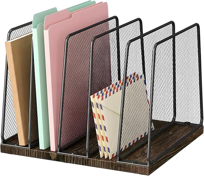 LEKETREE Desk File Organizer, 5-Section Upright File Sorter, Vertical File by RefinedOfficeEasyManagemen