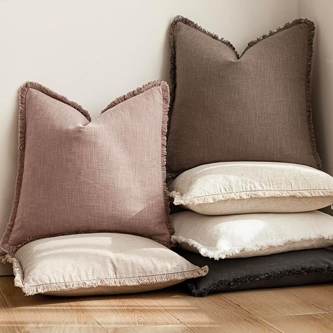 Foindtower Set of 2 Decorative Linen Fringe Lumbar Throw Pillow Covers - Image 6