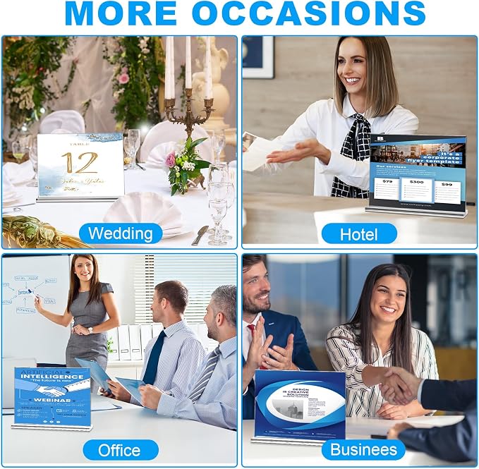 EHWINE 10 Pack Acrylic Sign Holder 8.5 x 11 Horizontal, Double-Sided Stand up - Image 6