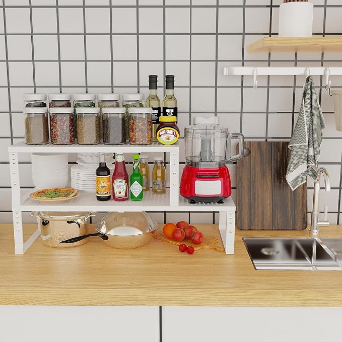 Jojocross Expandable Cabinet Shelf Organizer Storage Spice Rack Shelves - Image 3