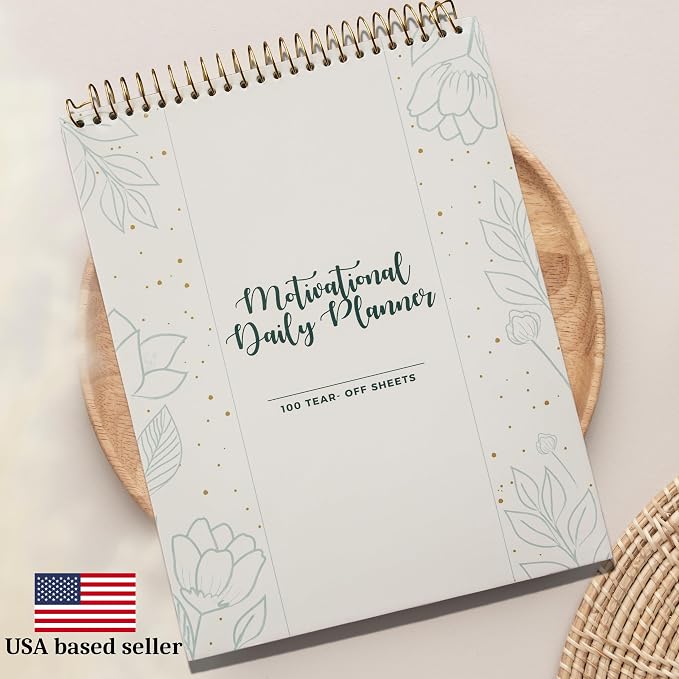 Spiral Daily Planner Agenda Notepad -100 Undated Tear-Off Sheets -Desk Notepad - Image 8