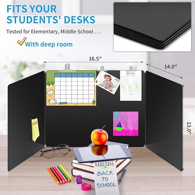 18 Pack Black Desk Dividers for Students, Privacy Shields Folder for Students - Image 5