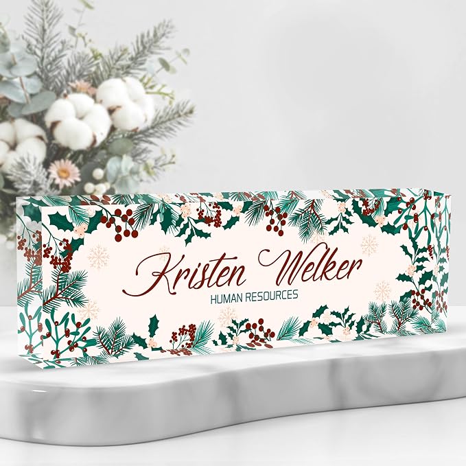 Personalized Name Plate for Desk Custom Acrylic Desk Name Plate Custom Employee by AZUFEMOS