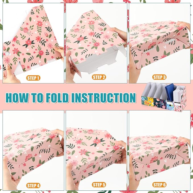 PerKoop 6 Pcs Magazine File Holder Foldable Decorative Cardboard File Folders 6 - Image 4